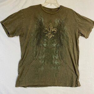 Fifth Foundation Men's Affliction T-Shirt L Olive Green Short Sleeve Graphic Tee